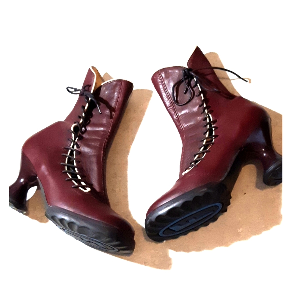 John Fluevog Mini Lovers dark red boots size 7